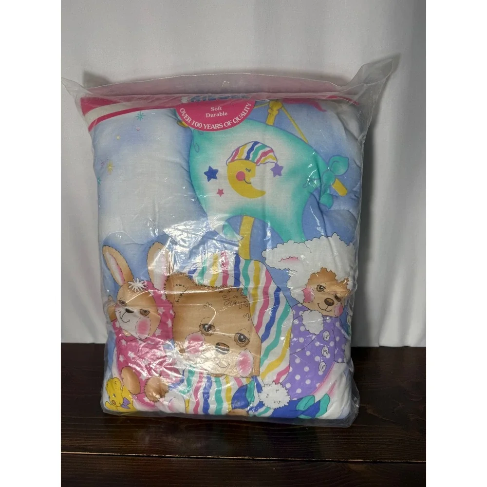 Vintage‎ Riegel Teddy Beddy Bear Friends Crib Comforter Made in USA 33x42 NIP